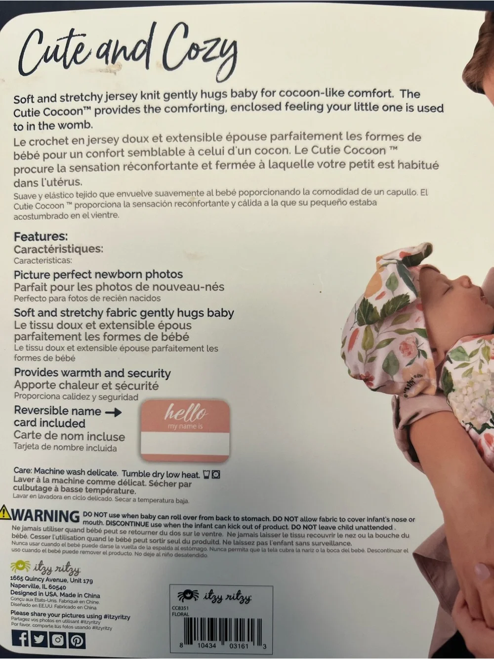 Itzy Ritzy Floral Cutie Cocoon Swaddle Set - Peach & Green